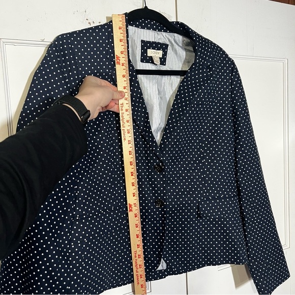 J. Crew Regent Blazer Navy Blue White Polka Dot Preppy Business Linen Size 14 - Picture 5 of 8